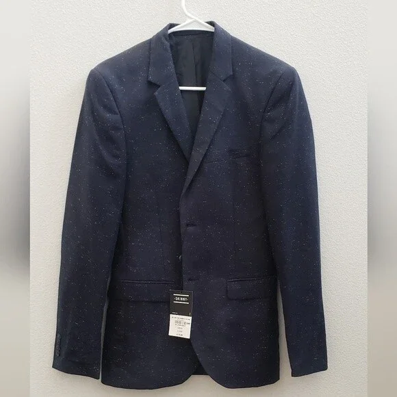Mens TopMan navy suit jacket Size 34 regular skinny